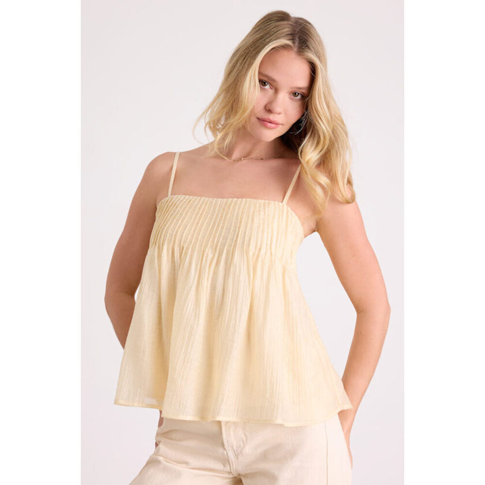 Lulus Lecky Beige Lavender Pleated Babydoll Tank Top - Size XS
